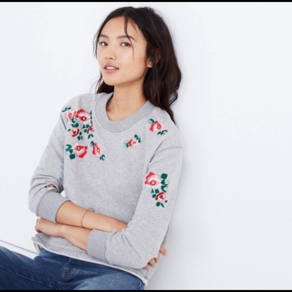 Madewell X Mile Floral Embroidered Sweater